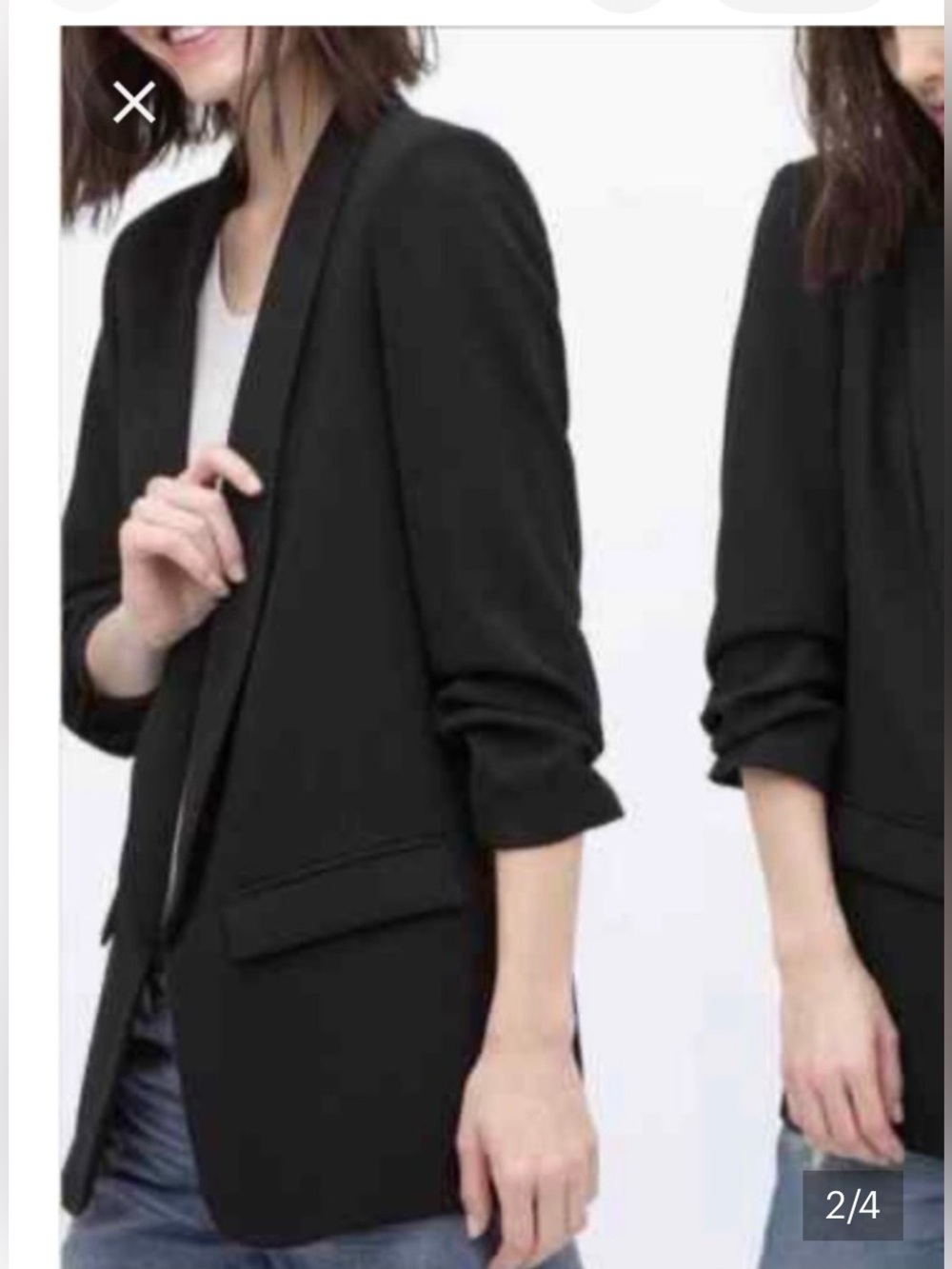 Zara Tuxedo Jacket Black Shawl Collar Long Line Blazer